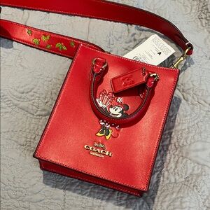 Coach Red Minnie Mouse Crossbody Bag